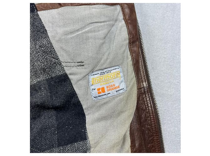 Hugo Boss Orange Braune Leder Bikerjacke Medium Echtleder Größe M / 48 - Ansicht 10