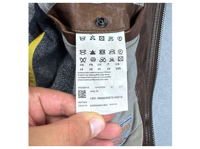 Hugo Boss Orange Braune Leder Bikerjacke Medium Echtleder Größe M / 48 - Ansicht 11