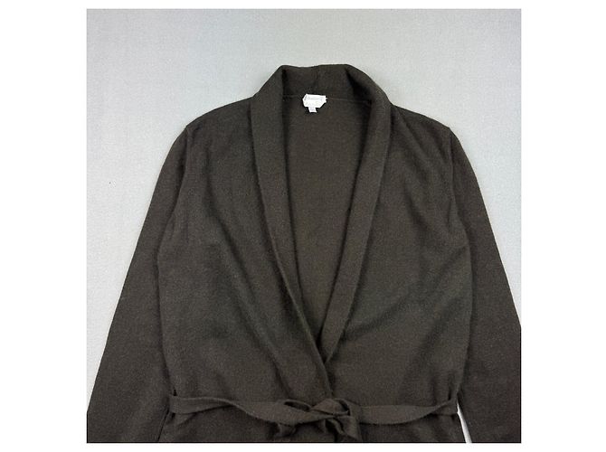 Max Mara Cardigan en maille ceinturé marron Small Wool & Angora Taille S - vue 2
