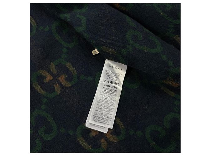 Camicia Gucci Jumbo GG da uomo in lana con logo monogramma verde Taglia S - vista 9