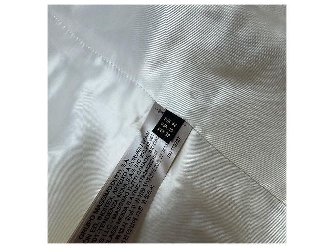 Massimo Dutti 6047 Abrigo de tweed crema cruzado con flecos para mujer Talla 42 / M-L - vista 11