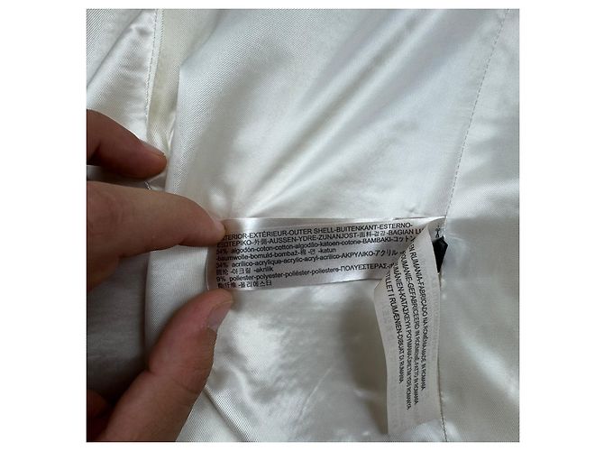 Massimo Dutti 6047 Abrigo de tweed crema cruzado con flecos para mujer Talla 42 / M-L - vista 12