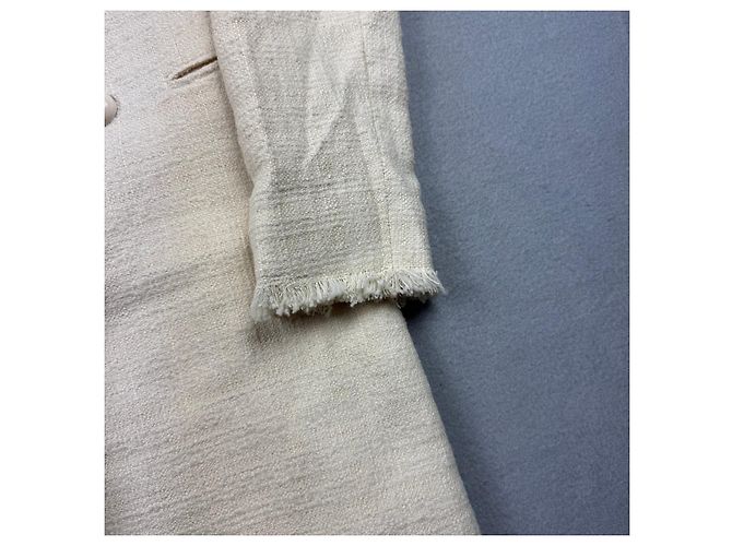 Massimo Dutti 6047 Abrigo de tweed crema cruzado con flecos para mujer Talla 42 / M-L - vista 5