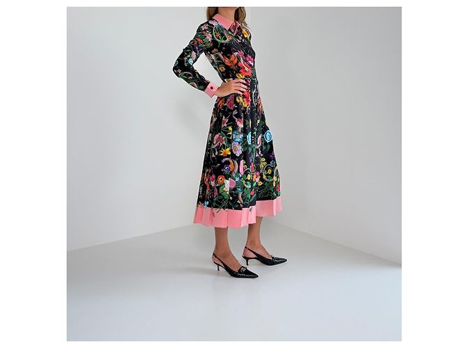 Gucci Abito midi in seta Resort 2017 Flora Snake - vista 3