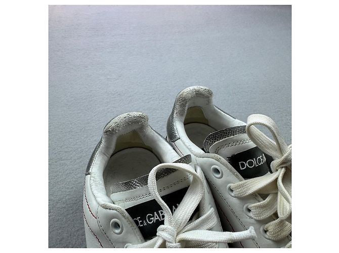 Dolce & Gabbana Sneakers Donna Pelle Bianca e Argento Taglia 38 - vista 11