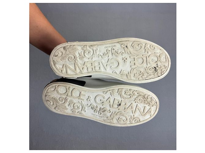 Dolce & Gabbana Sneakers Donna Pelle Bianca e Argento Taglia 38 - vista 8