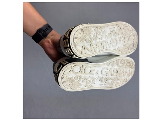 Dolce & Gabbana Sneakers Donna Pelle Bianca e Argento Taglia 38 - vista 9