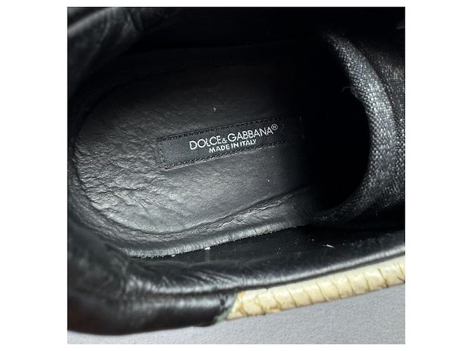 Dolce & Gabbana Baskets Patchwork Cuir et Tissu - Vert & Noir - vue 10