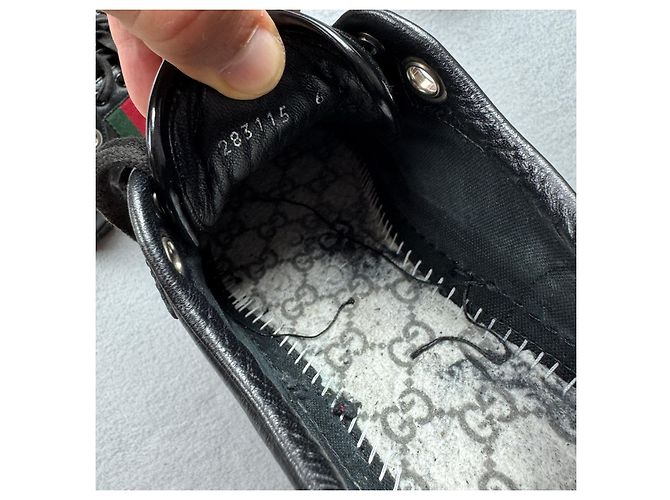 Sneakers Gucci Coda Web Stripe in pelle nera Taglia 40.5 / 25.5cm - vista 16