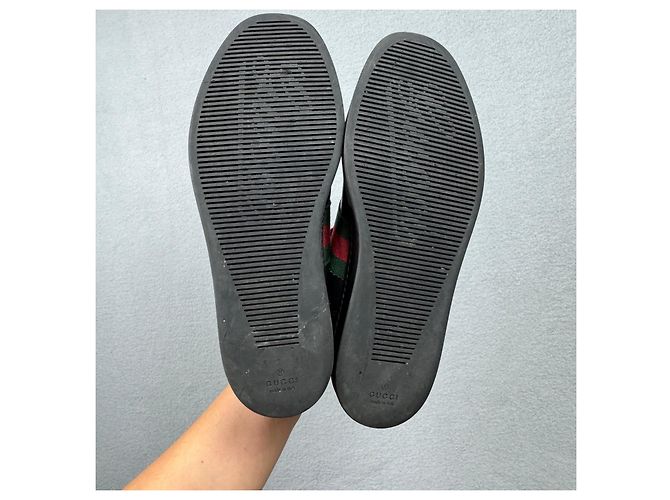 Sneakers Gucci Coda Web Stripe in pelle nera Taglia 40.5 / 25.5cm - vista 6