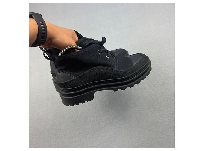 Apc A.P.C. Rue Madame Paris Stivaletti stringati in tela nera e gomma Taglia 40 / 25cm - vista 2