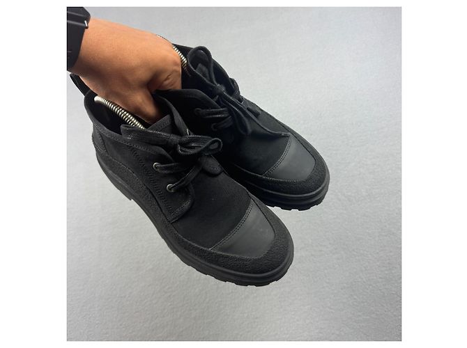Apc A.P.C. Rue Madame Paris Stivaletti stringati in tela nera e gomma Taglia 40 / 25cm - vista 3