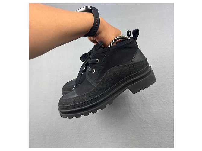Apc A.P.C. Rue Madame Paris Stivaletti stringati in tela nera e gomma Taglia 40 / 25cm - vista 5