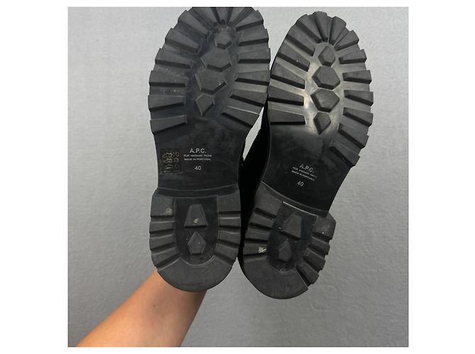 Apc A.P.C. Rue Madame Paris Stivaletti stringati in tela nera e gomma Taglia 40 / 25cm - vista 8