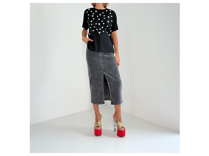 Weekend Max Mara camiseta negra con lentejuelas florales - vista 2