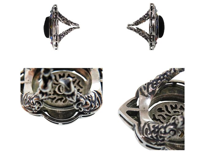 Anello Volume Gucci con pietre colorate effetto velluto - vista 4