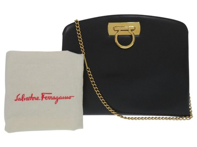 Borsa a tracolla Salvatore Ferragamo Gancini con catena nera - vista 2