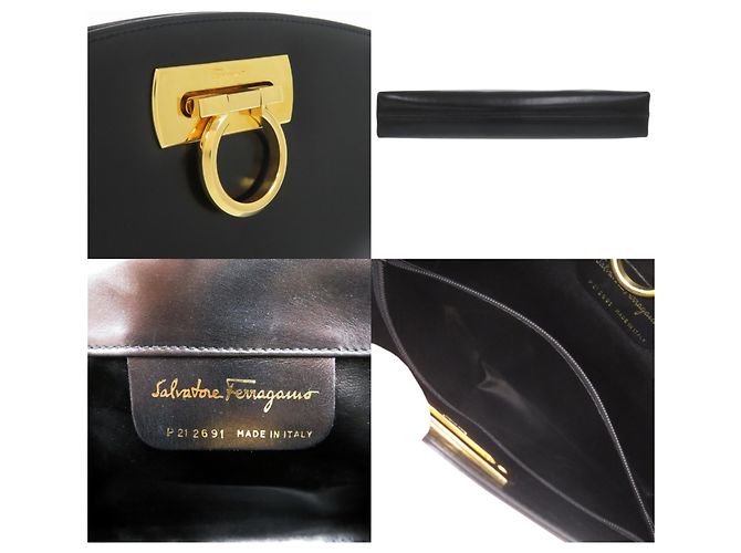 Borsa a tracolla Salvatore Ferragamo Gancini con catena nera - vista 7
