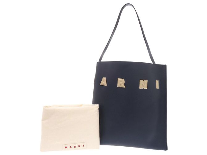 Borsa hobo Marni Museo Medium in pelle blu navy - vista 2