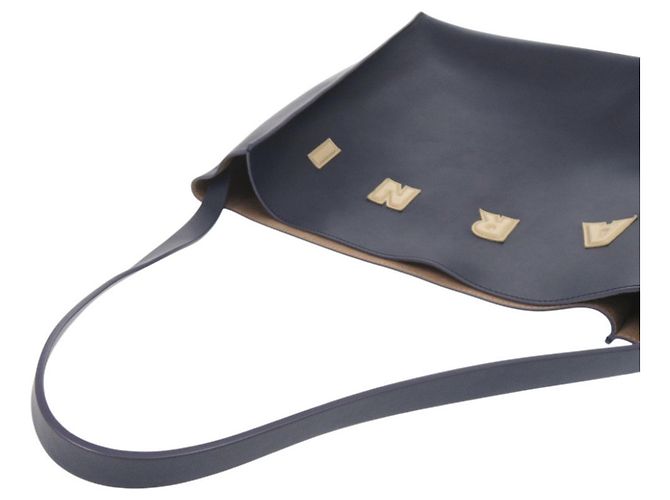 Borsa hobo Marni Museo Medium in pelle blu navy - vista 6