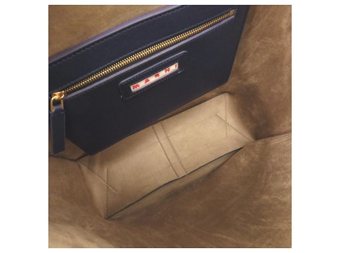 Borsa hobo Marni Museo Medium in pelle blu navy - vista 7