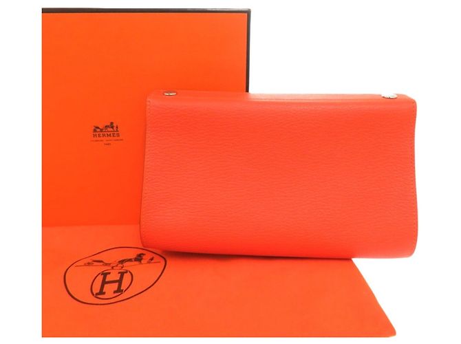 Hermès Pouch Hermes Caro MM in Orange - vista 2