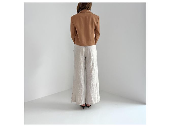 Weekend Max Mara Cropped Linen Blend Blazer - Camel - view 10