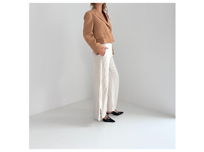 Weekend Max Mara Cropped Linen Blend Blazer - Camel - view 3