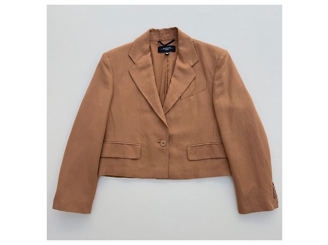 Weekend Max Mara Cropped Linen Blend Blazer - Camel - view 4