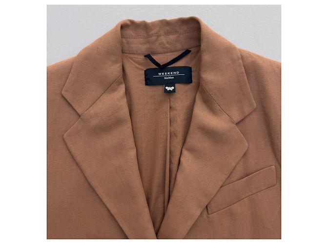 Weekend Max Mara Cropped Linen Blend Blazer - Camel - view 5