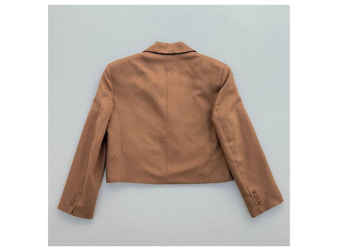 Weekend Max Mara Cropped Linen Blend Blazer - Camel - view 6
