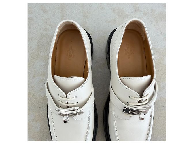Kelly Hermès First Derbies Piel Blanca - vista 6