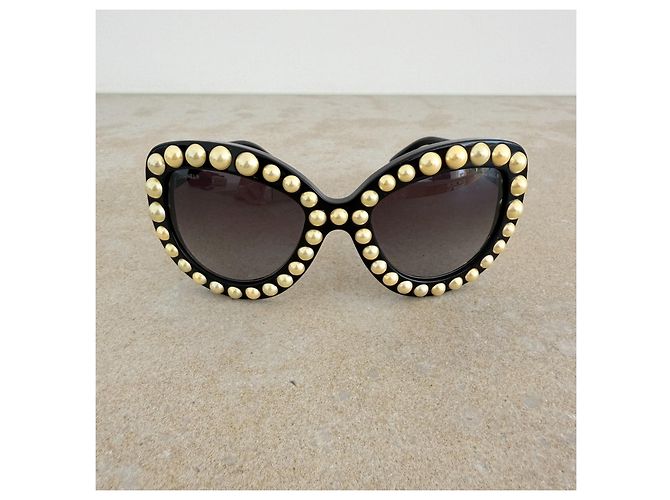 Chanel Óculos de Sol Cat Eye com Pérolas Creme - vista 2