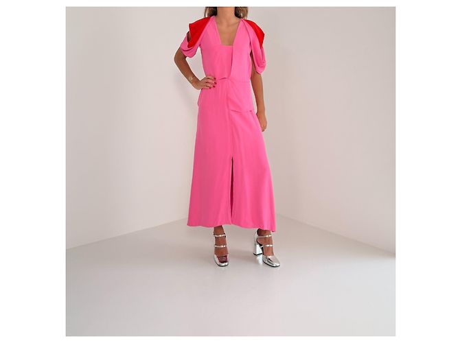 Bottega Veneta Vestido Drapeado Pre-Fall 2020 - Rosa e Vermelho - vista 3