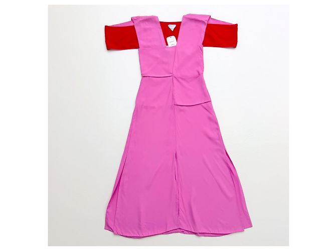 Bottega Veneta Vestido Drapeado Pre-Fall 2020 - Rosa e Vermelho - vista 4