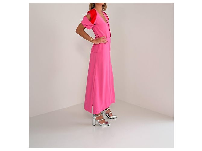Bottega Veneta Vestido Drapeado Pre-Fall 2020 - Rosa e Vermelho - vista 6