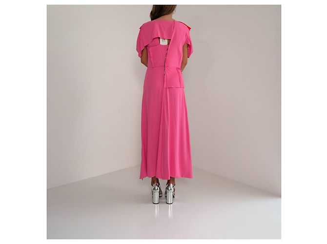 Bottega Veneta Vestido Drapeado Pre-Fall 2020 - Rosa e Vermelho - vista 9