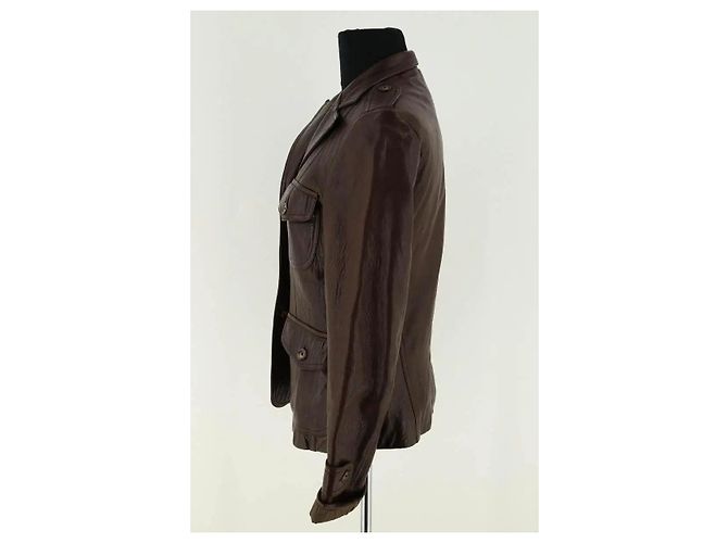 Giacca in pelle marrone Gerard Darel - vista 3