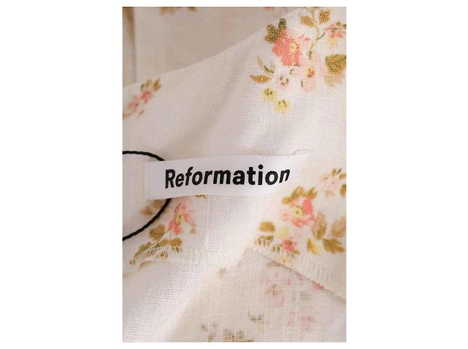 Vestido Reformation de lino beige M - vista 5