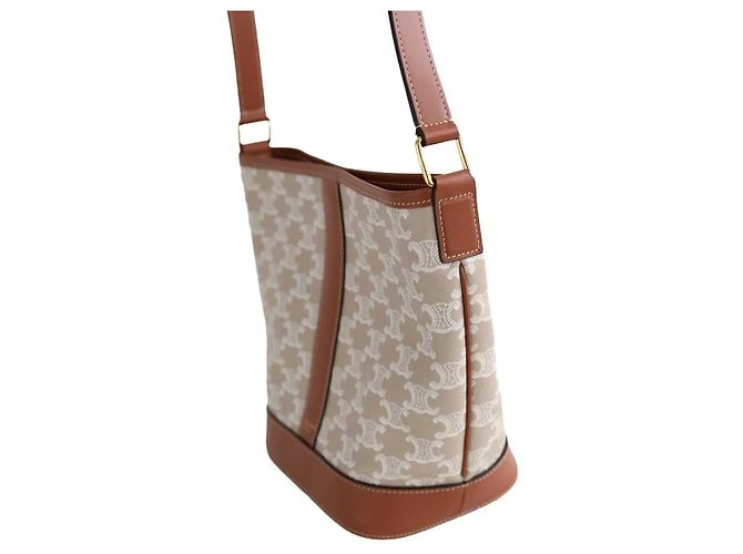 Céline Borsa a tracolla SAC SEAU beige - vista 3
