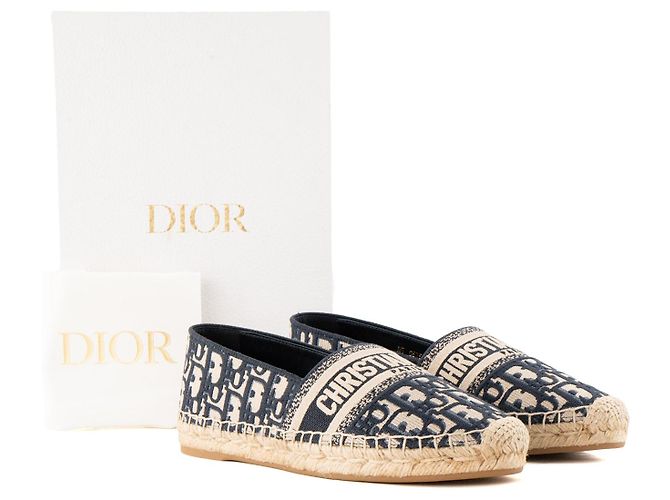 DIOR - Espadrillas Granville Dior in tela Dior Oblique blu navy e beige (T39) - vista 6