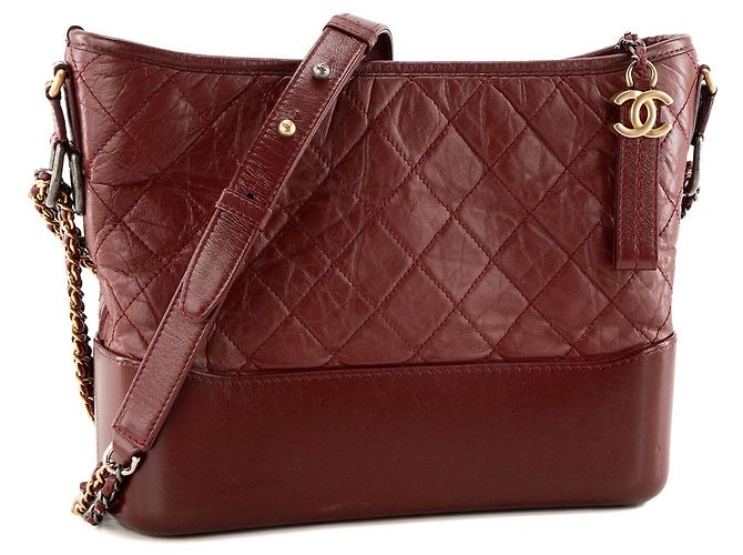 CHANEL - Borsa a tracolla Gabrielle Chanel in pelle stropicciata bordeaux - vista 2