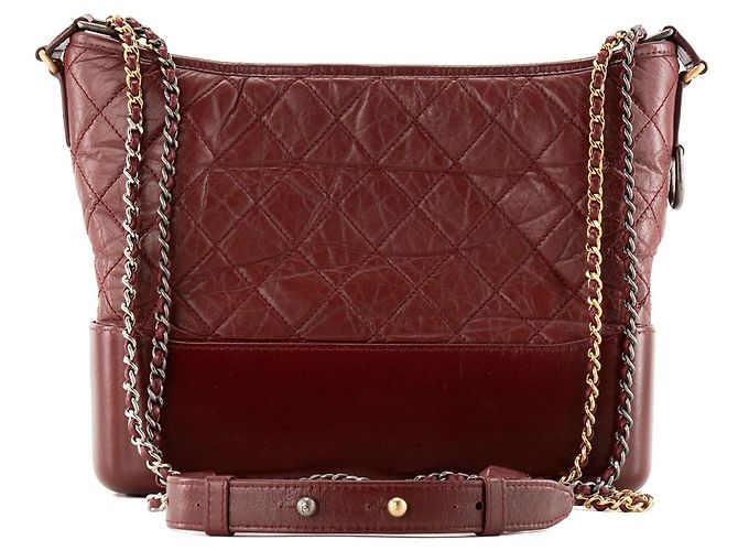 CHANEL - Borsa a tracolla Gabrielle Chanel in pelle stropicciata bordeaux - vista 3