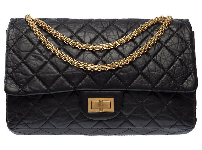 Mademoiselle Bolsa CHANEL 2.55 em Couro Preto - 104014 - vista 14