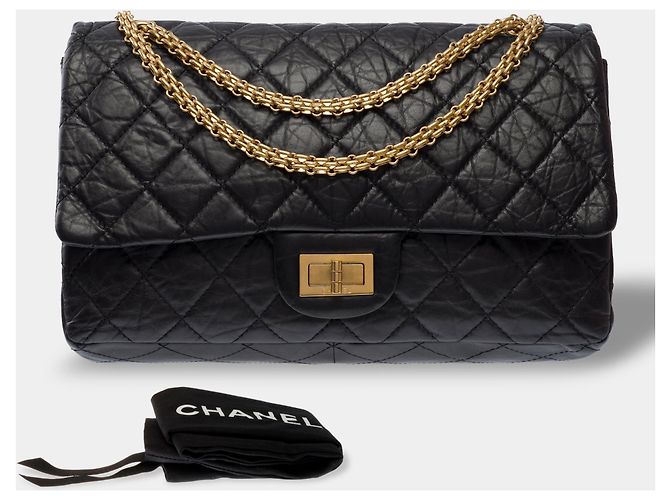 Mademoiselle Bolsa CHANEL 2.55 em Couro Preto - 104014 - vista 2