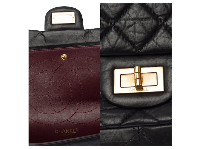 Mademoiselle Bolsa CHANEL 2.55 em Couro Preto - 104014 - vista 7