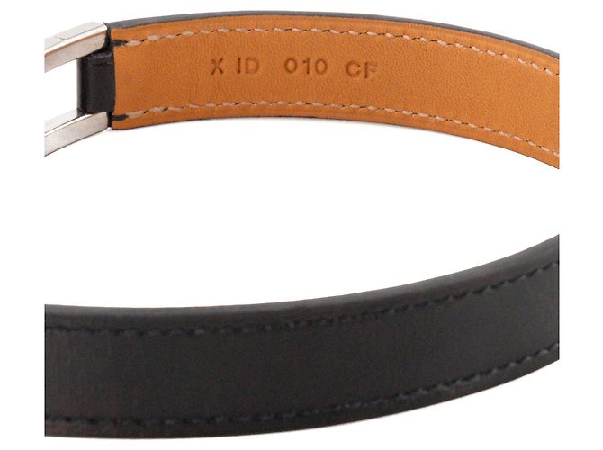 HERMÈS - Drag double tour Hermès Armband aus glattem schwarzem Leder (T2) - Ansicht 5