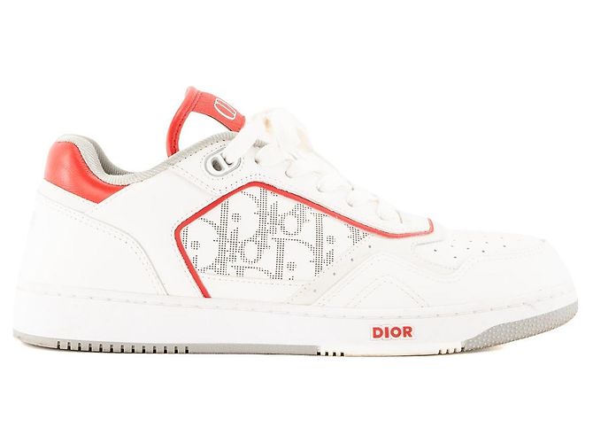DIOR - Sneakers B27 Dior in pelle liscia bianca e rossa (T40) - vista 2