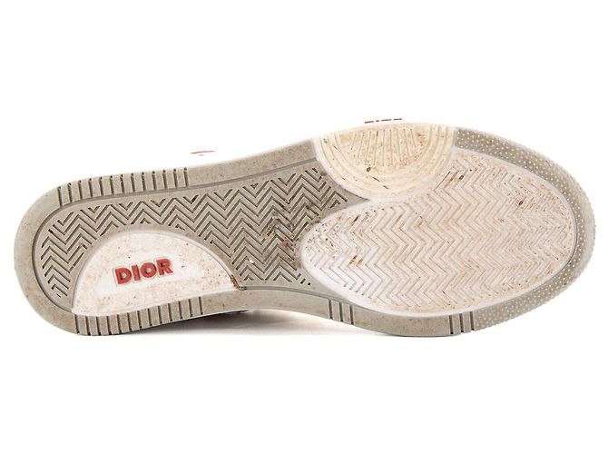 DIOR - Sneakers B27 Dior in pelle liscia bianca e rossa (T40) - vista 3