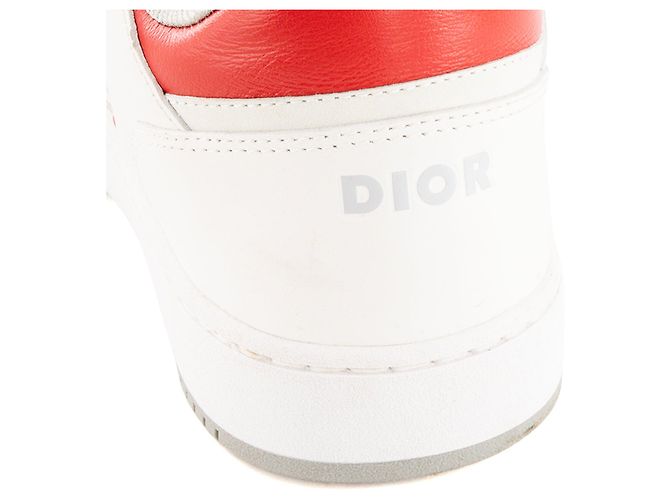 DIOR - Sneakers B27 Dior in pelle liscia bianca e rossa (T40) - vista 6